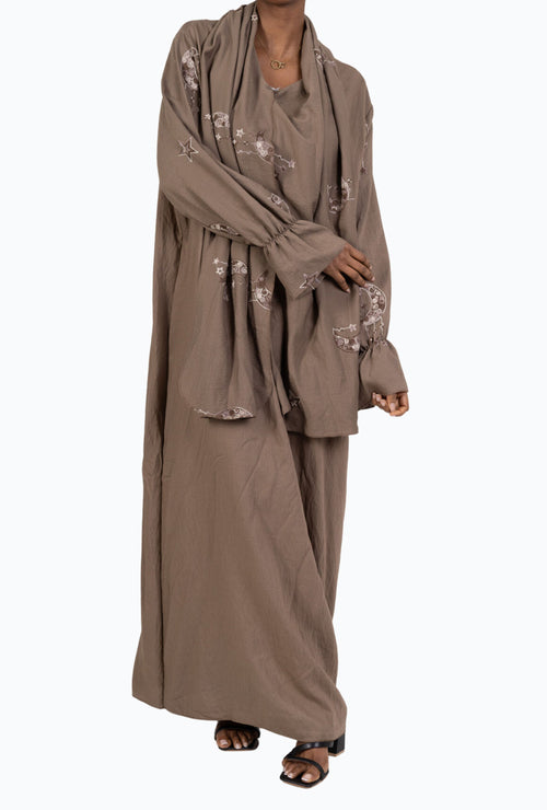 Abaya Ensemble Fringe Sleeves