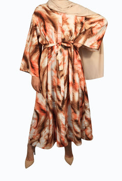 Dress with palm leaf patterns