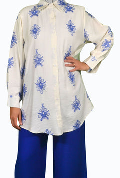 Two-piece set with oriental pattern