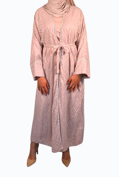 Abaya due pezzi con ricami e dettagli decorativi