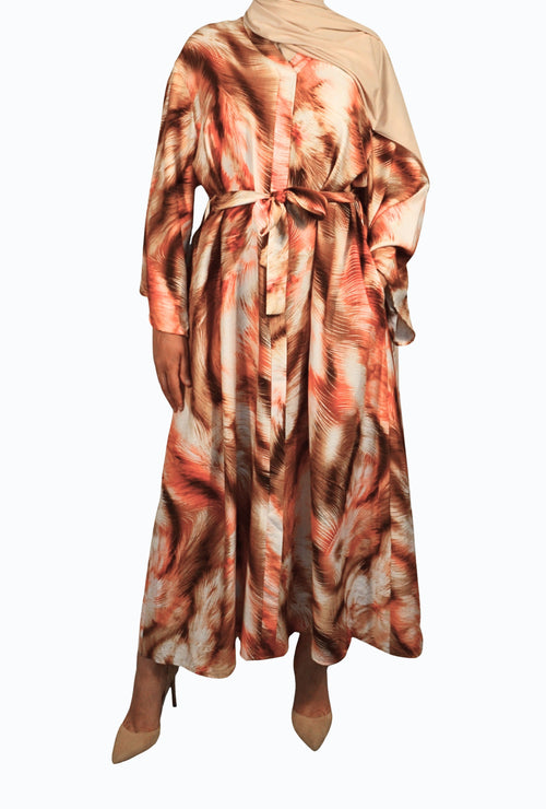 Dress with palm leaf patterns