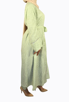 Abaya due pezzi con ricami e dettagli decorativi