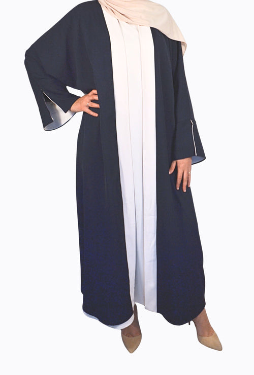 Elegant bicolor abaya two-piece