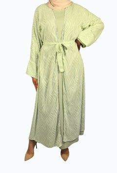 Abaya due pezzi con ricami e dettagli decorativi