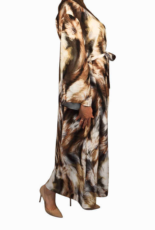 Dress with palm leaf patterns