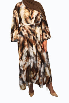 Dress with palm leaf patterns