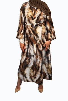 Dress with palm leaf patterns