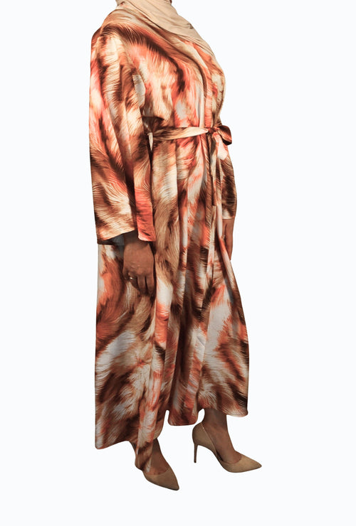 Dress with palm leaf patterns