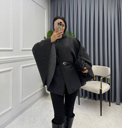 Yara Jacke mit Gürtel in Dunkelgrau