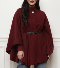 Aurora Jacke mit Gürtel in Burgunderrot