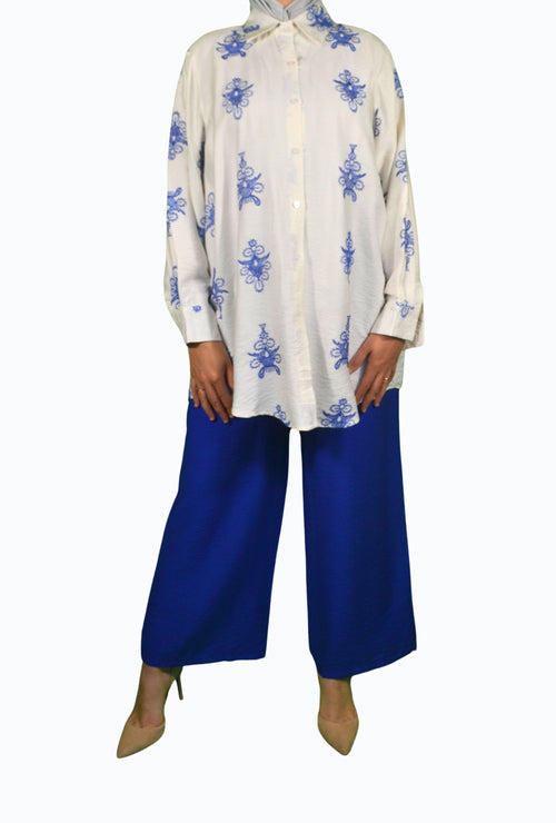 Two-piece set with oriental pattern
