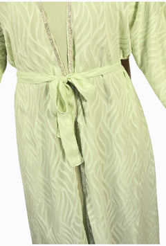Abaya due pezzi con ricami e dettagli decorativi