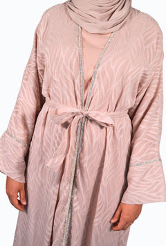 Abaya due pezzi con ricami e dettagli decorativi
