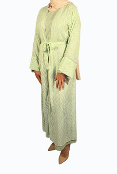 Abaya due pezzi con ricami e dettagli decorativi